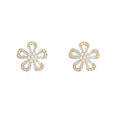 Indy Flower Shaped Stud Earrings with Crystals